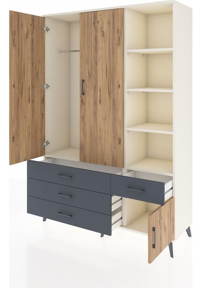 Hyperion Dolap 5 Raflı 4 Çekmeceli Tek Askılı 132x44x195 Aytaşı-çam/antrasit Atlas Çam/antrasıt Hyperion Dolap 5 Raflı 4 Çekmeceli Tek Askılı 132x44x195 Aytaşı-çam/antrasit Atlas Çam/antrasıt