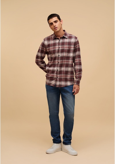 Colin's Colins Regular Fit Shirt Neck Ekoseli Erkek Bordo Uzun Kol Gömlek Cl1075358 Q1.v1 Brd Bordo