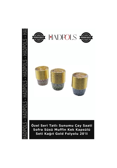 Özel Seri Tatlı Sunumu Çay Saati Sofra Süsü Muffin Kek Kapsülü Seti Kağıt Gold Folyolu 20'li