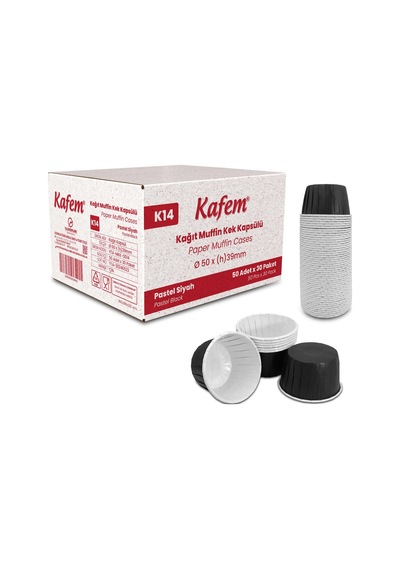 Kafem Mat Siyah Muffin Kek Kapsülü 50li X 30 Paket Koli - K14 Siyah
