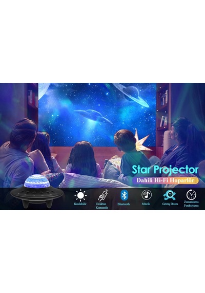 Dailytech Galaxy Projektör Hoparlör Bluetooth Ufo Gece Lambası