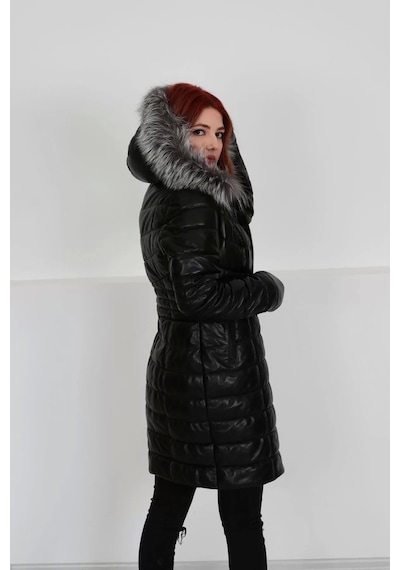 M M Marki Marki Siyah Özel Kürklü Şişme Deri Mont, Hakiki Deri, Özel Kürklü Kapüşon, 90 Cm, Kadın, Fermuarlı Siyah Deri - Gri Kapüşon Kürk M M Marki Marki Siyah Özel Kürklü Şişme Deri Mont, Hakiki Deri, Özel Kürklü Kapüşon, 90 Cm, Kadın, Fermuarlı Siyah Deri - Gri Kapüşon Kürk