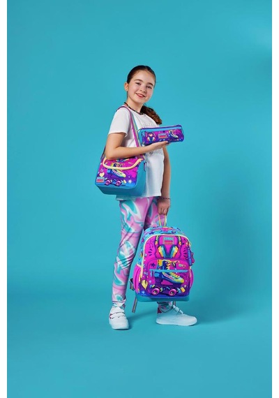 Coral High Kids Pembe Turkuaz Kulaklık Paten Desenli 3 Lü Okul Çanta Seti Set0123754 Çok Renkli