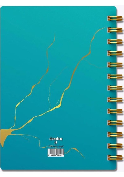 Denden Mermer Turkuaz 17x24 Çizgili Defter Turkuaz