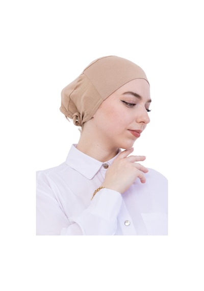 Modish Group Pratik Bone Pamuklu Tesettür İç Bone, Başörtüsü İçin Hazır Viskon Şapka, Namaz Günlük Kullanım İçin Koyu Vizon