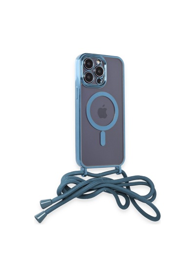 Apple iPhone Uyumlu  12 Pro Uyumlu Kılıf Divo Lazer Askılı Magsafe Kapak - Sierra Blue