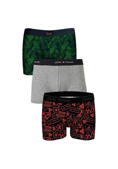John Frank Logolu Pamuklu 3'lü Paket Boxer Erkek Boxer Jfbs3 Yeşil-gri-sturuncu
