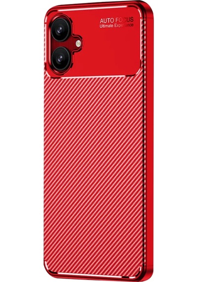 Newface Samsung Galaxy A06 Kılıf Auto Focus Karbon Kapak - Kırmızı
