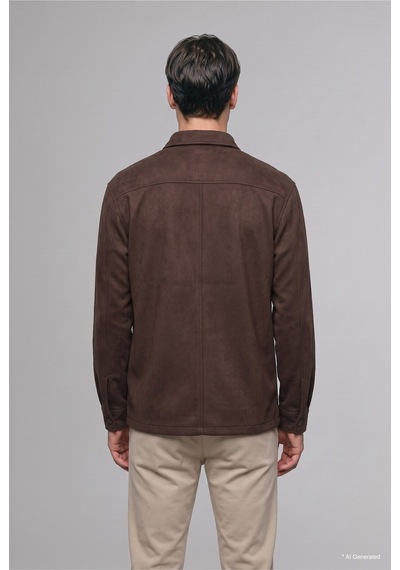 Defacto Regular Fit Polo Yaka Cepli Süet Gömlek Ceket A5110ax26wnbn192 Kahve-bn192