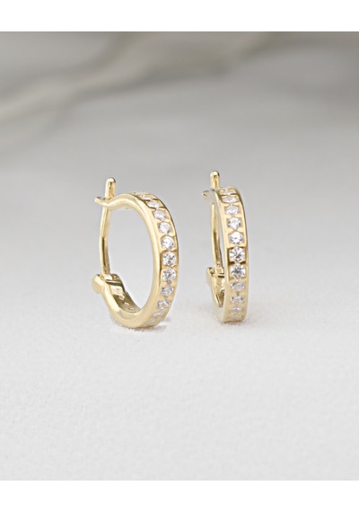 Brezza Lusso Jewelry 18k Serie Oro Şans Halka Minimal Gümüş Küpe 13 Mm
