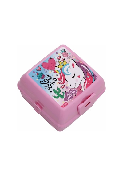 Unicorn Temalı Beslenme Kutusu Pembe Çok Gözlü Çatal Kaşıklı Diğer