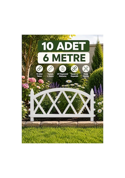 Greenflex Plastik Bahçe Çiti Bahçe Dekorasyon Çiti Panel Çit Çiçek Koruma Çiti Beyaz Beyaz 10 Adet Greenflex Plastik Bahçe Çiti Bahçe Dekorasyon Çiti Panel Çit Çiçek Koruma Çiti Beyaz Beyaz 10 Adet