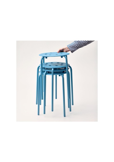 Ikea Marıus Tabure, Mavi, 45 Cm Açık Bej