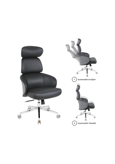 Casella Rondo Döşemeli Yönetici Koltuğu Ofi S Koltuğu Ergonomik, Şık Ve Fonksiyonel Siyah - Suni Deri