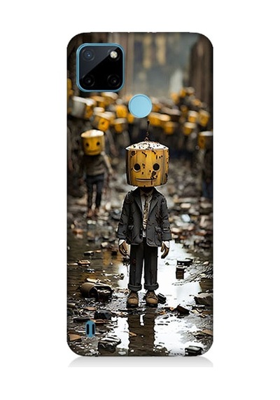 Realme C21y Uyumlu Karton Kafalar Desenli Silikon Kılıf