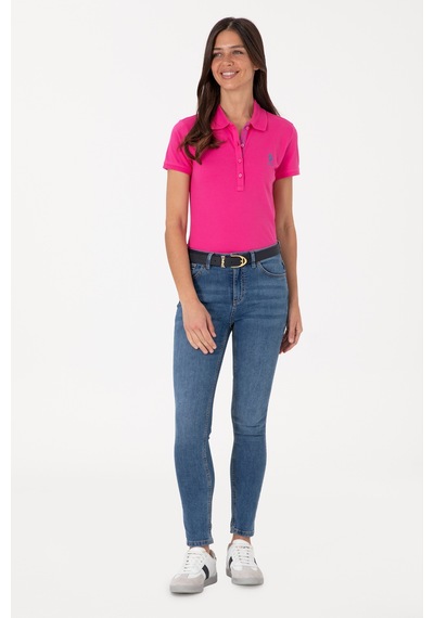 U.S. Polo Assn. Kadın Pembe Basic Polo Yaka Tişört 50300896-VR218