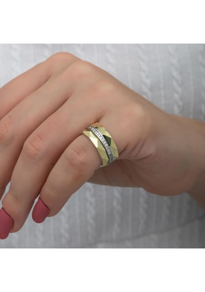 Kristal Model Çift 925 Gümüş Alyans Yüzük