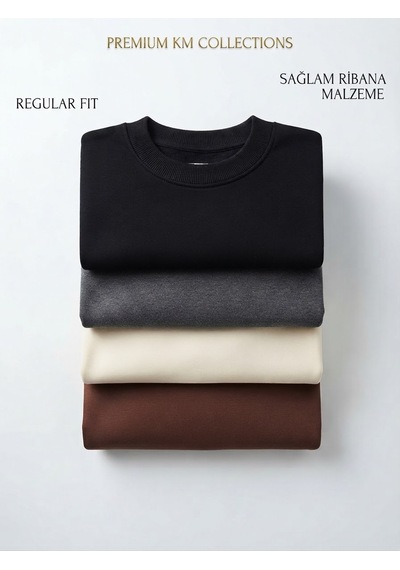Km Collections Erkek Kışlık Sweatshirt 3 İplik Antrasit