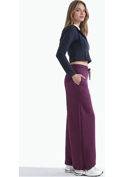 Hiccup Barrel Fit Basic Şardonlu Eşofman Altı Bordo - Kırmızı