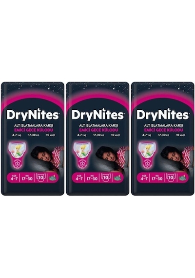 Huggies Drynites Kız Gece Emici Külodu 4 7 Yaş 30 Adet 3'lü