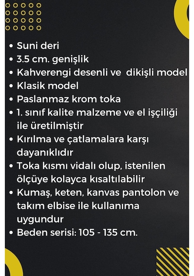 Süzer Deri 3.5 Cm Klasik Suni Deri Lüks Desenli Kahverengi Kemer