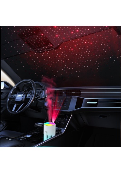 Jopus Rgb Led Işıklı Hava Oda Nemlendirici Yıldız Tavan Efektli Buhar Makinesi Aroma Difüzör - Cl32 Pembe