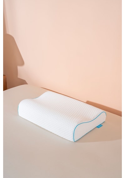 Yüksek Visco Yastık Çift Boyun Destekli Ortopedik Visko Yastık - 60x40x14/12cm Beyaz