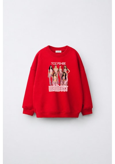 Fasardi Manifest Girls M6nifestgirls Baskılı Oversize Şardonsuz Uzun Kollu Kız Çocuk Sweatshirt Kırmızı Fasardi Manifest Girls M6nifestgirls Baskılı Oversize Şardonsuz Uzun Kollu Kız Çocuk Sweatshirt Kırmızı