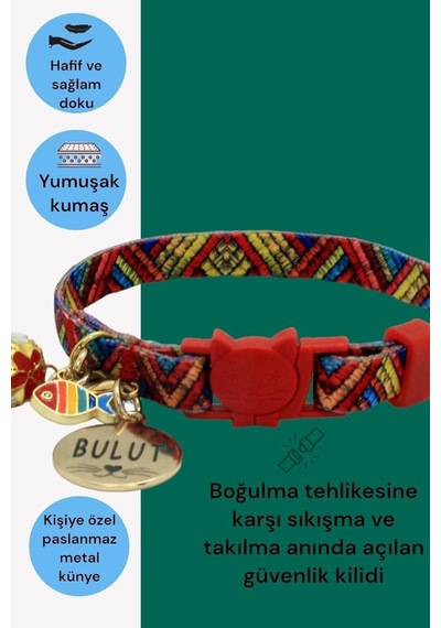 Güvenlik Kilitli Kedi Tasması, Isimli Kedi Tasması, Kedi Isimlik, Kedi Künyesi, Safety Click De Diğer