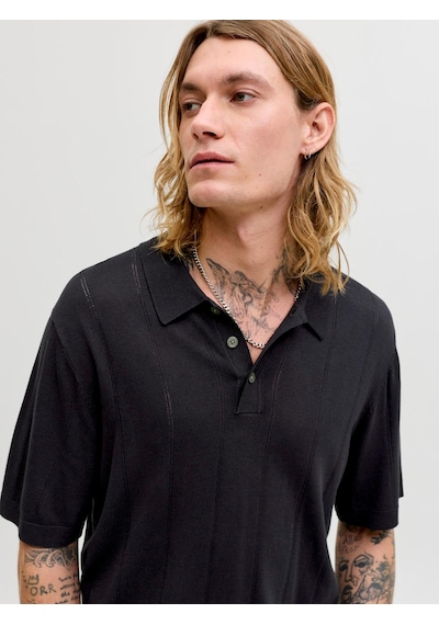 Jack & Jones William Structure Erkek Siyah Polo Tişört 12291042-b