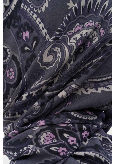 Silk Home Viskon Velora Eşarp Dört Mevsim Etro Desen Koyu Mor 90x90 Çok Renkli