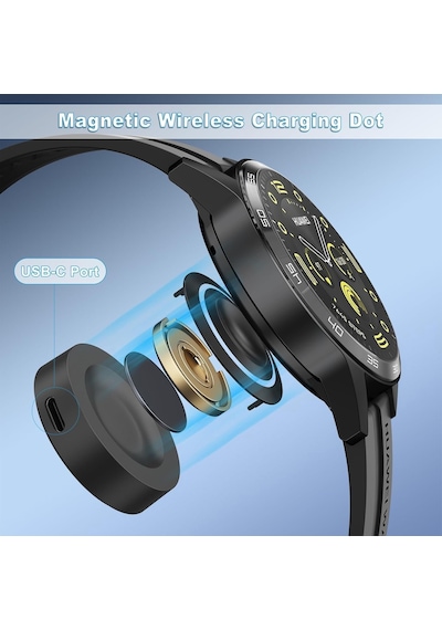 Caseonn Huawei Watch 5 42mm Manyetik Usb Hızlı Şarj Kablosu Siyah