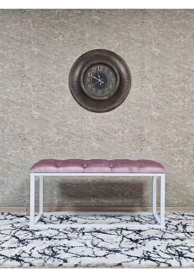 Zafir Beyaz Boyalı Diktörtgen 100 Cm X 40 Cm Oturak Puf - Bench - Makyaj Oturağı - Oturak Pembe
