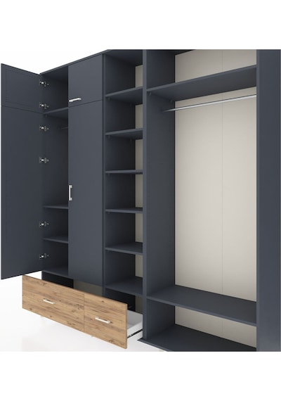Hyperion Dolap 12 Raflı 2 Çekmeceli 2 Askılı 220x44x243 Antrasit-antrasit/çam Antrasıt/atlas Çam Hyperion Dolap 12 Raflı 2 Çekmeceli 2 Askılı 220x44x243 Antrasit-antrasit/çam Antrasıt/atlas Çam