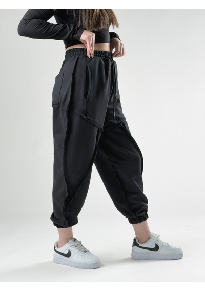 Cocopelli Dikiş Detaylı Siyah Kadın Jogger Pantolon Coc2758 Siyah