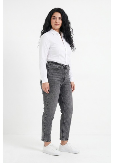 Dekploy Kadın Yüksek Bel Mom Fit Jean Pantolon Bgl-st05450 Füme