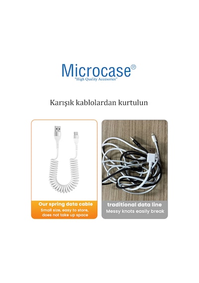 Type-c Spiral Tasarım Usb Şarj Ve Data Kablosu 1m Beyaz - Al3999