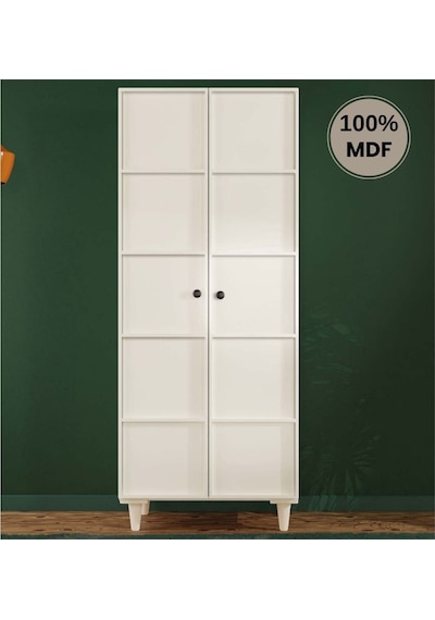 Zambak 2 Kapak Mdf Ayaklı Tasarım Gardırop Aytaşı