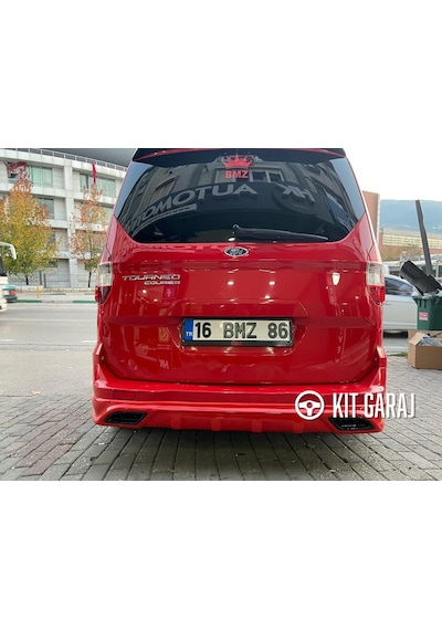 Kit Garaj Ford Tourneo Courier 2014-2023 Egzoz Görünümlü Boyasız Mat Siyah Arka Ek Plastik