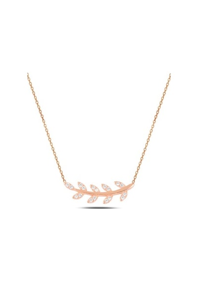 Gümüş Rose Zirkon Taşlı Yaprak Üçlü Set