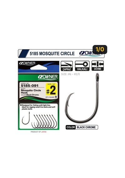 Owner 5185 Mosquito Circle Black Chrome Sinek İğne 1/0