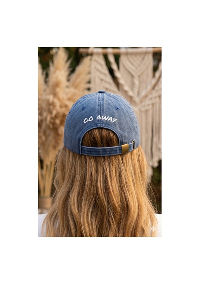 Emybox Unisex Arkası Baskılı Yıkamalı Pamuk Şapka -arkası Yazılı Ayarlanabilir Eskitme Vintage Kep Mavi