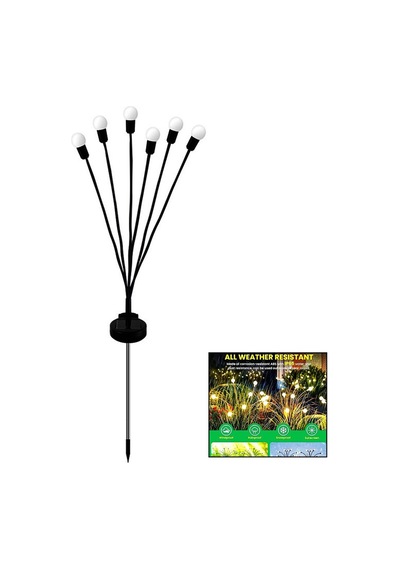 Emka Max-5472 Solar Led Bahçe Çit & Yol Aydınlatma 66cm Ateş Böceği Çiçek, Metal Çubuklu, 2 Adet