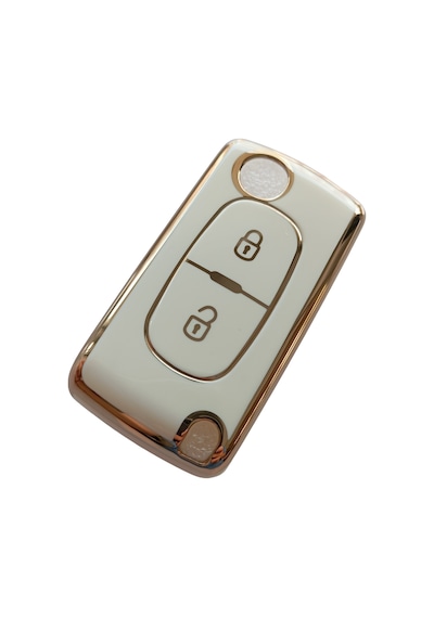 Citroen Berlingo C3 C4 C5 Uyumlu Kumanda Anahtar Kılıfı Beyaz Gold