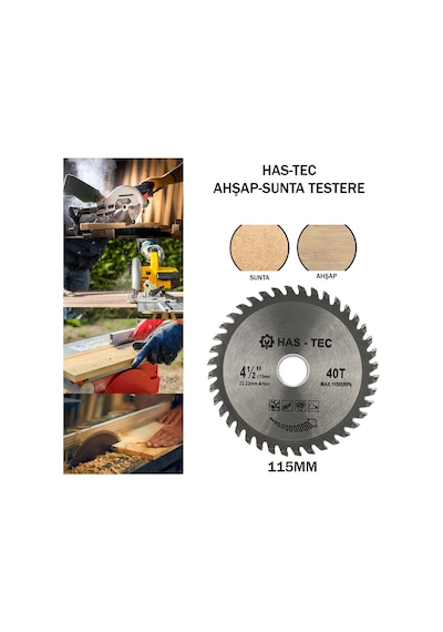 115 Mm Ahşap & Sunta Kesici Testere T.c.t Saw Blade Ø115x1.6x22.23 Mm 40t