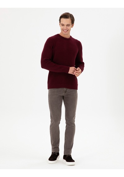 U.S. Polo Assn. Erkek Regular Fit Bisiklet Yaka Bordo Kazak 50297049-VR014
