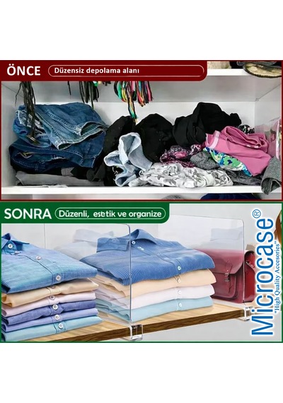 Microcase 2 Li Gardop Eşya Elbise Ve Genel Kullanım Düzenleyici Alan Bölümleyici Set 30x23 Cm Al5709 Şeffaf