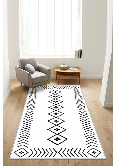 West Home Dijital Baskı Yıkanabilir Kaymaz Taban Salon Halısı Mutfak Halısı Yolluk Ve Banyo Paspası Wh 375 White