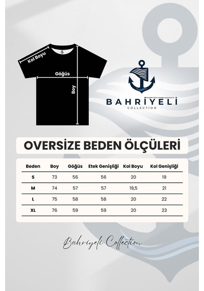 Bahriyeli Collection Oversize Tcg Karataş Logo Cep Baskılı Unisex T-shirt Siyah