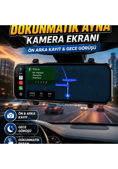 Carplay Dokunmatik Ayna Kamera Ekranı Ön Arka Kayıt Ve Gece Görüşü Diğer